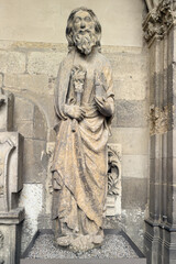 Statue of Saint Andrew with cross at Catedral de Leon