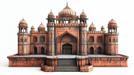 Obraz premium Red Fort in Delhi India shown on a white background
