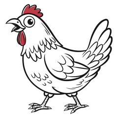 Fototapeta premium Stylized cartoon hen illustration isolated on white background