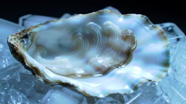 Exquisite oyster shell on ice