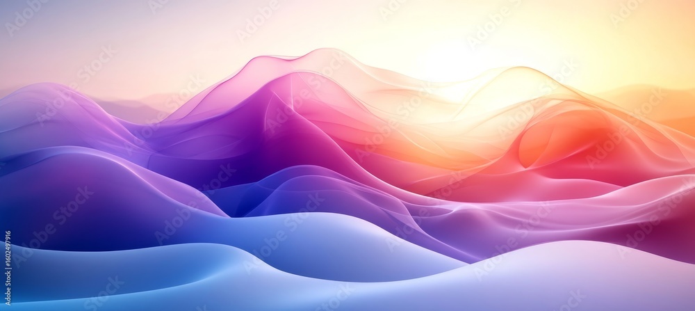 Poster abstract multicolored vector background with flowing waves and gradient colors on light backdrop
