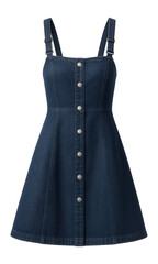 A-line denim sundress with button front and adjustable straps