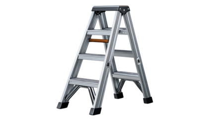 Silver a frame ladder isolated on transparent background