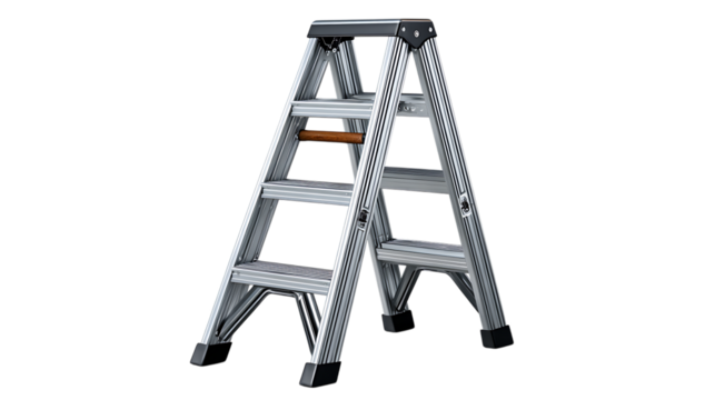 Silver a frame ladder isolated on transparent background