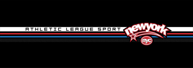 New york - Athletic league sport - typography lettering slogan. graphic design print. jeans, embroidery, denim, labels, t shirts, shirts, clothes, hoodies etc. vector illustration