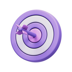 3D Render of a Dart Hitting a Target's Center With Transparent Background