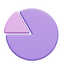 3D Pie Chart Illustration on Blue Background With Transparent Background
