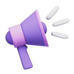 3D Cartoon Megaphone Announcing to Audience With Transparent Background