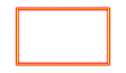 Red neon and Yellow rectangle shape frame. Vivid glowing lavender border isolated on transparent background. Shine glow light electric neon sign Banner, Mockup, presentation, Design element, PNG
