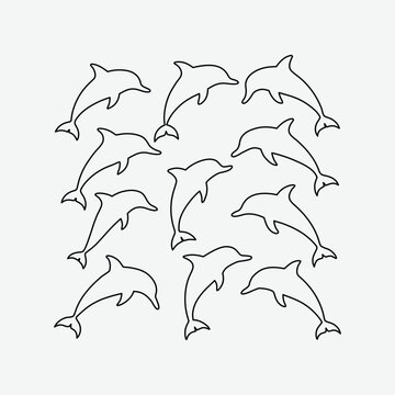 Simple Line Art Dolphin Pattern Illustration

