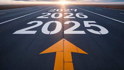 Road 2025 to 2027 Future Planning Goals Ambition Business Growth Strategy Forward Success Opportunity Direction Perspective