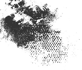 Glitch halftone element set. Dotted textured, Glitch distorted grunge layer with a texture, lines, halftone dots, brush strokes, stripes, spots, transparent background