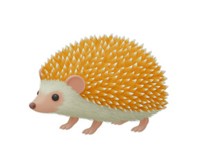 Cute Hedgehog Curled Up Slightly Isolated on White Background