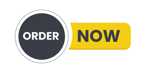 Modern “Order Now” Button with Bold Black and Yellow Design – Flat Vector Call to Action for E-commerce, Online Shopping, Delivery Services, Promotions, and Business Marketing