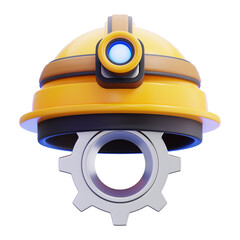 3D Illustration of Mining Helmet with Gear