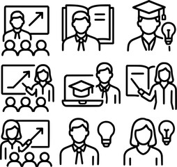 Staff Training and Education Icons Set