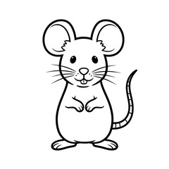 mouse vector icon, Cartoon illustration of a standing mouse with large ears and long whiskers