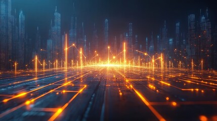 Futuristic cityscape digital illustration