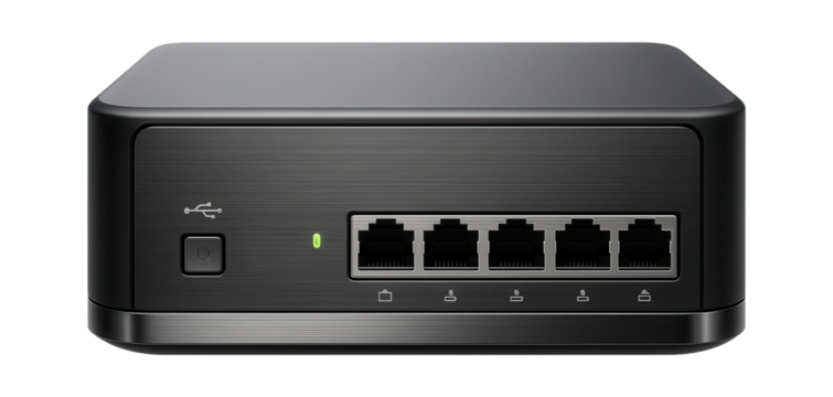 Networked workstation with built-in KVM switch and multiple Ethernet ports