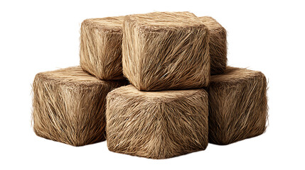 Stack of hay bales isolated on transparent background