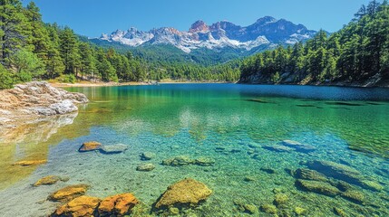 Alpine lake scenic view