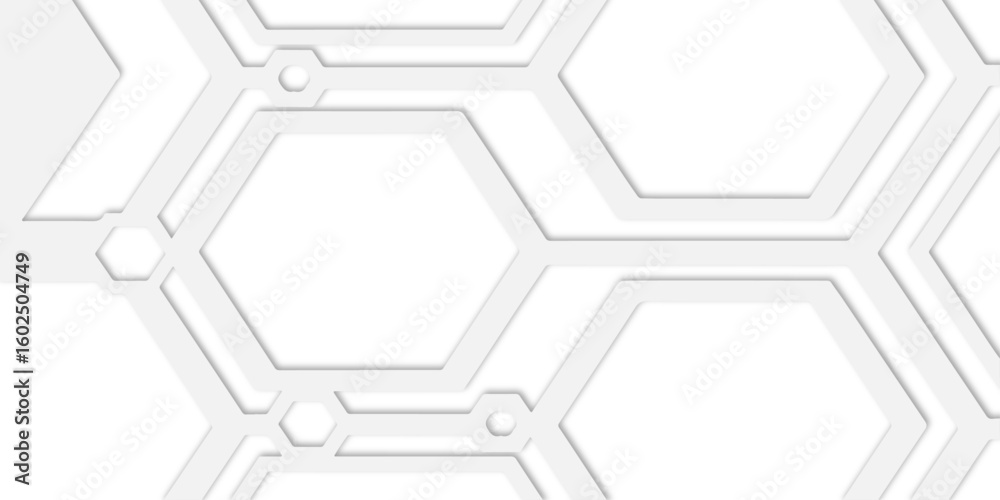 Aufkleber Geometric white background with hexagon pattern and connecting lines in a modern style nested inside each other in a clean design.