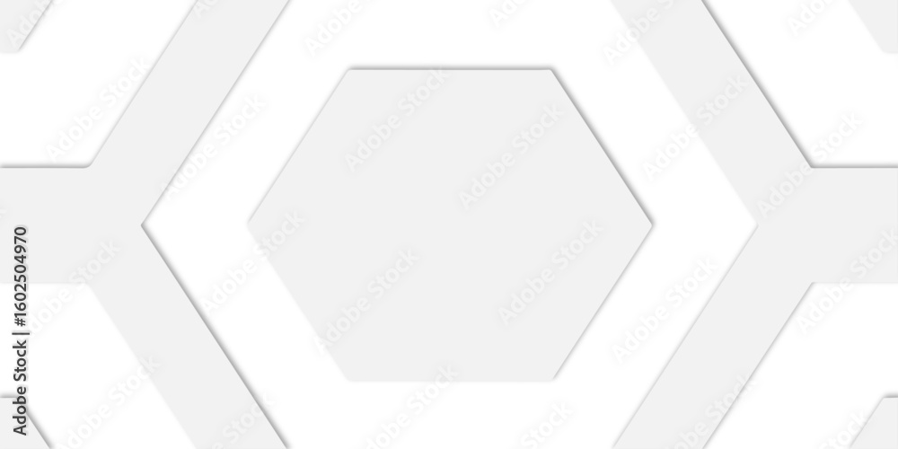 Aufkleber Geometric white background with hexagon pattern and connecting lines in a modern style nested inside each other in a clean design.