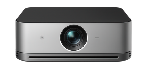 Silent operation projector with a low-profile design and fanless cooling system for quiet office environments