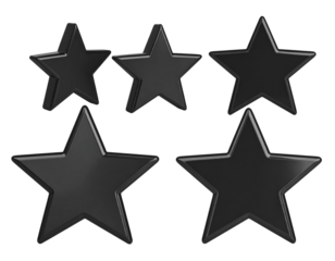 Black stars rating review shape symbol element on transparent background