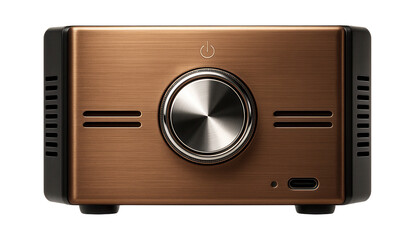 Obraz premium Retro console styled with a metallic finish and large circular power button