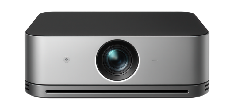 Silent operation projector with a low-profile design and fanless cooling system for quiet office environments