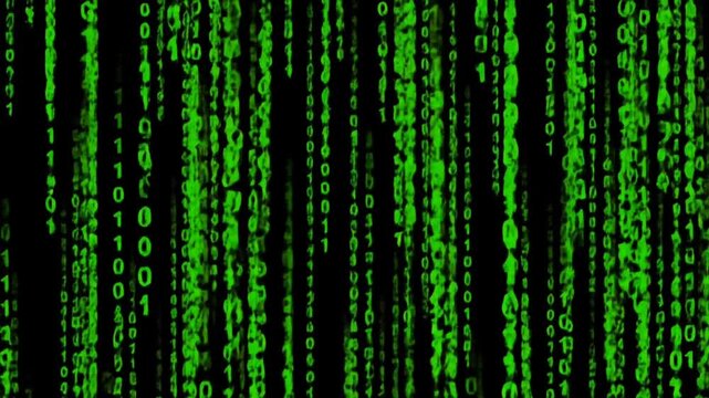Green Matrix Code Rain Falling Seamless Loop Background