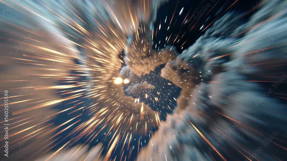Poster dynamic shockwave creating distortion and impact in a bouncing visual effect