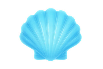 Fototapeta premium Glowing light blue scallop seashell isolated on transparent background, ideal for summer and sea-related projects