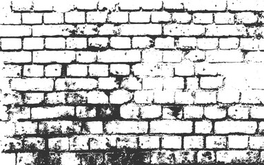 Grunge Old Brick Wall Black Overlay Texture for Creative Design, Vector distressed overlay brick wall old texture. transparent background.