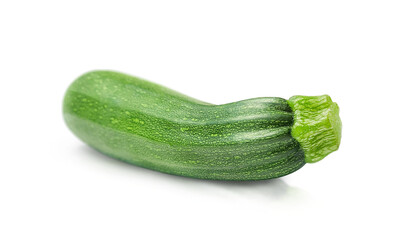 One green squash, front view, highlighted on a transparent background