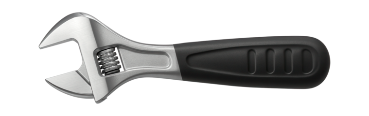 Rust-resistant adjustable spanner with a knurled adjustment wheel for outdoor utility work.