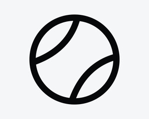 Tennis Ball Line Shape Outline Round Sphere Sports Equipment Object Game Play Competition Black White Icon Sign Symbol Vector Illustration Artwork