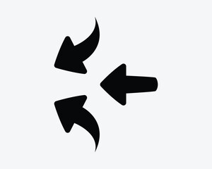 Three Arrows Point Left Pointing Sideways West Side Flow Flowing Path Pathway Direction Position Black White Vector Icon Sign Symbol Graphic Artwork