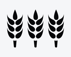 Wheat Plant Farm Farming Grain Agriculture Rice Corn Rye Oat Grass Crop Organic Harvest Bread Black White Vector Icon Sign Symbol Graphic Artwork