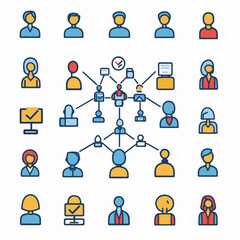 Human Resources Icon Collection Streamlining Employee Management and Organizational Charts