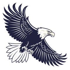 Bald Eagle Vector Illustration – Majestic Stylized Bird Isolated on White

