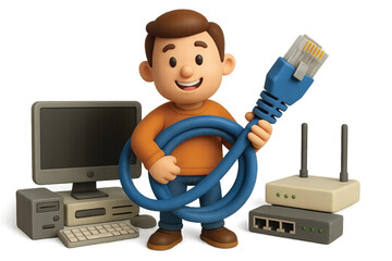 man with computer cable