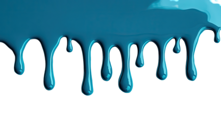 Teal paint drips against a transparent background