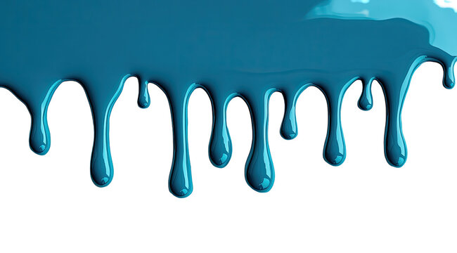 Teal paint drips against a transparent background