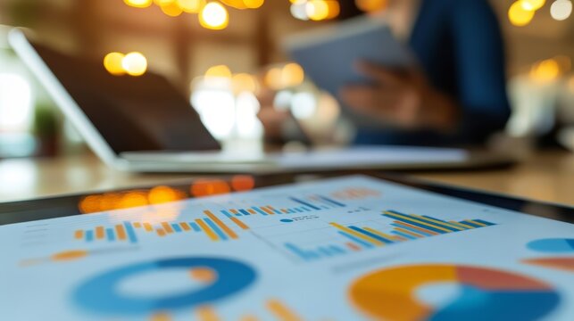 Business team have a discussion on financial report, business analyzing marketing data at office. Bookkeeping, document for financial planning, accounting and business budget management, close up