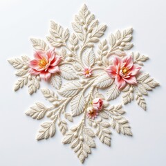 Intricate Floral Lace Applique White Background