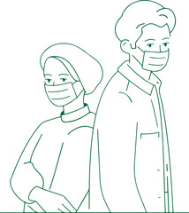 People in Winter Clothes – Cold, Season, Friends, Jacket, Scarf, Outdoor, Winter, Character, Fashion, Snow, Chill, Clothing, Group, Hoodie, Illustration, Line Art