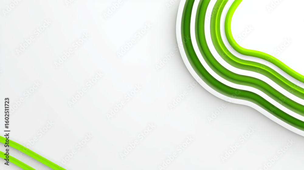 Fototapete green wavy lines on a white backdrop create a modern and elegant design.