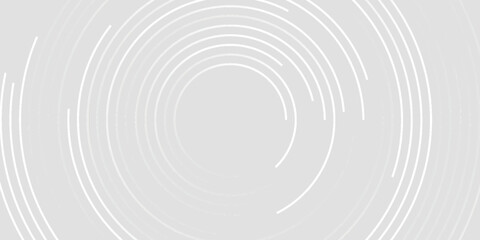 Gray Background with Abstract White Circle Pattern Moving. Vector Illustration of Dynamic Spiral Curved Lines.